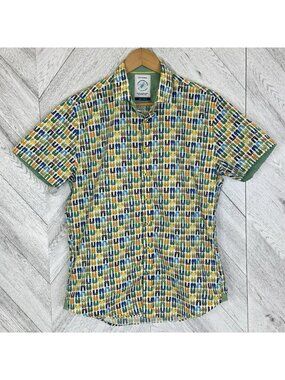 A Fish Named Fred Short Sleeve Shirt Allover Flip Flop Print Mens Size Medium